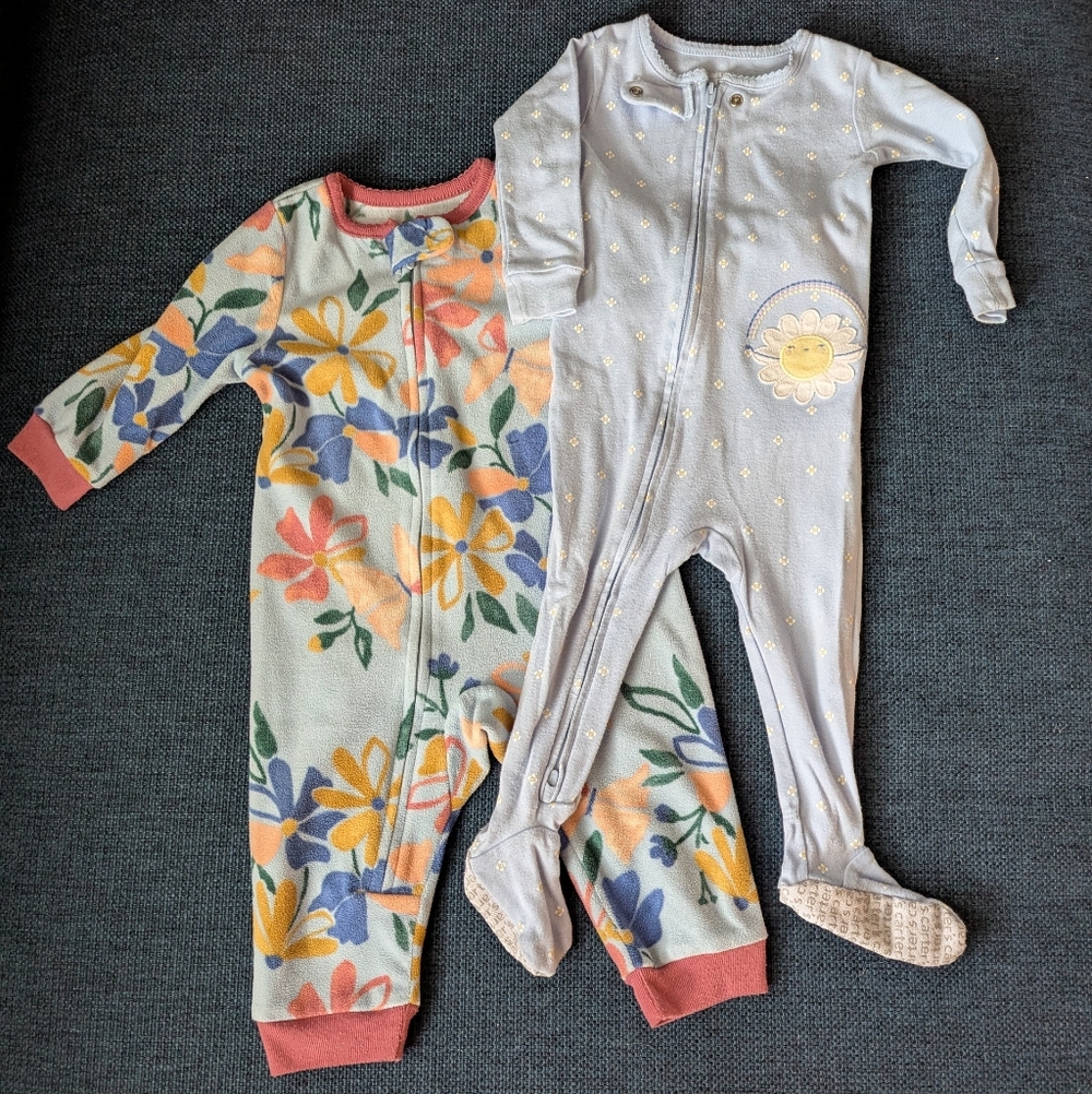 Bundle: 12m Baby Girl One-piece Zipper Pajamas